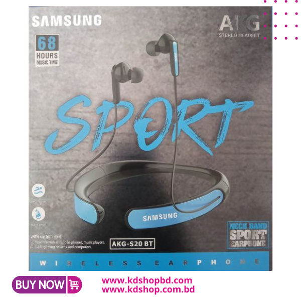Samsung S20 Bt NeckBand Sport Wireless Headphone with Free Cell Phone Holder